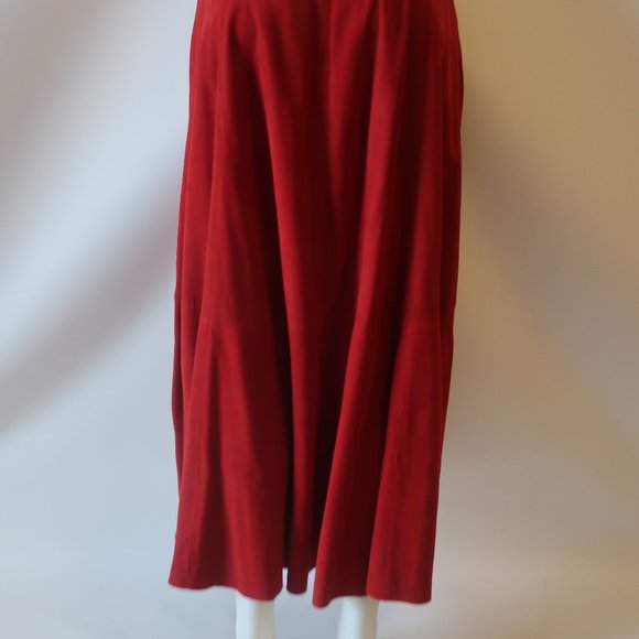 Womens I.Magnin Brick Red Elastic Waist Suede Maxi Skirt S * - Picture 12 of 15